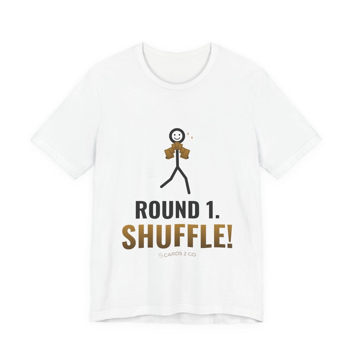 Round 1. Shuffle! Illustrated Tee – funny video game t-shirt by Cards2Go