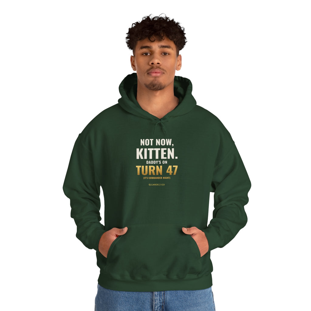 Not Now Kitten, Daddy's On Turn 47 Hoodie
