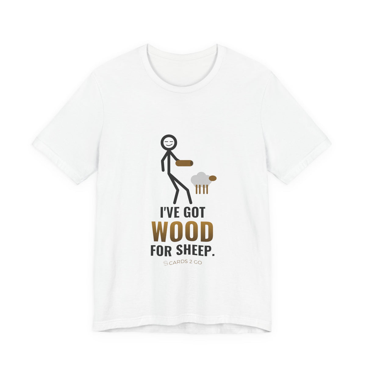 I've Got Wood For Sheep Illustrated Tee – funny board game t-shirt by Cards2Go