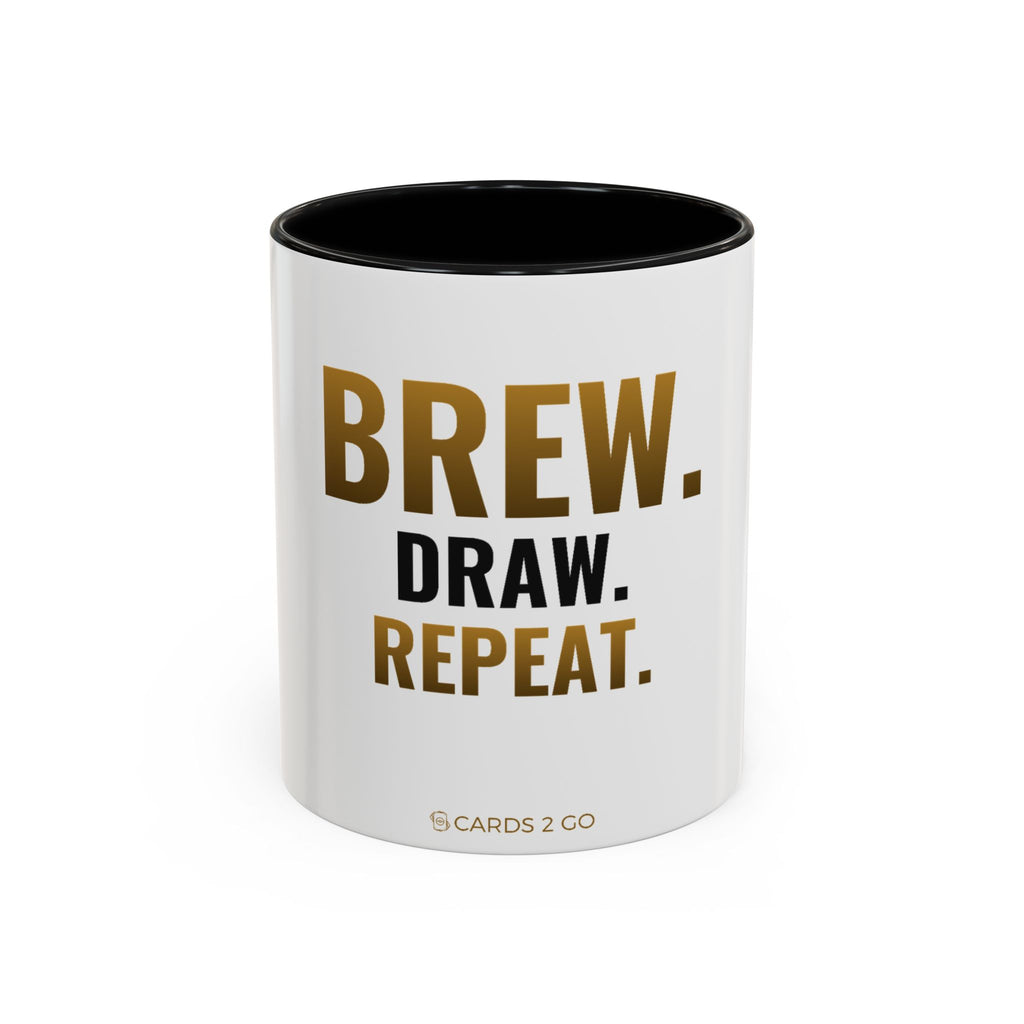 Brew. Draw. Repeat. Mug – funny trading card coffee mug by Cards2Go