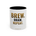 Brew. Draw. Repeat. Mug – funny trading card coffee mug by Cards2Go