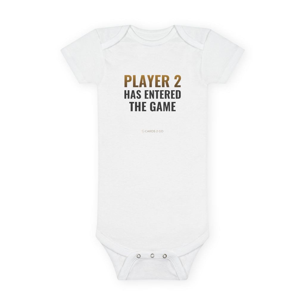 Player 2 Has Entered The Game Baby Onesie – funny video game baby onesie by Cards2Go