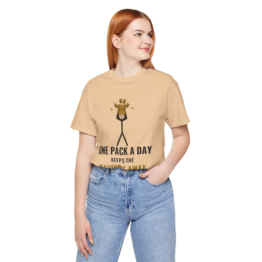 One Pack A Day Keeps The Savings Away Illustrated Tee