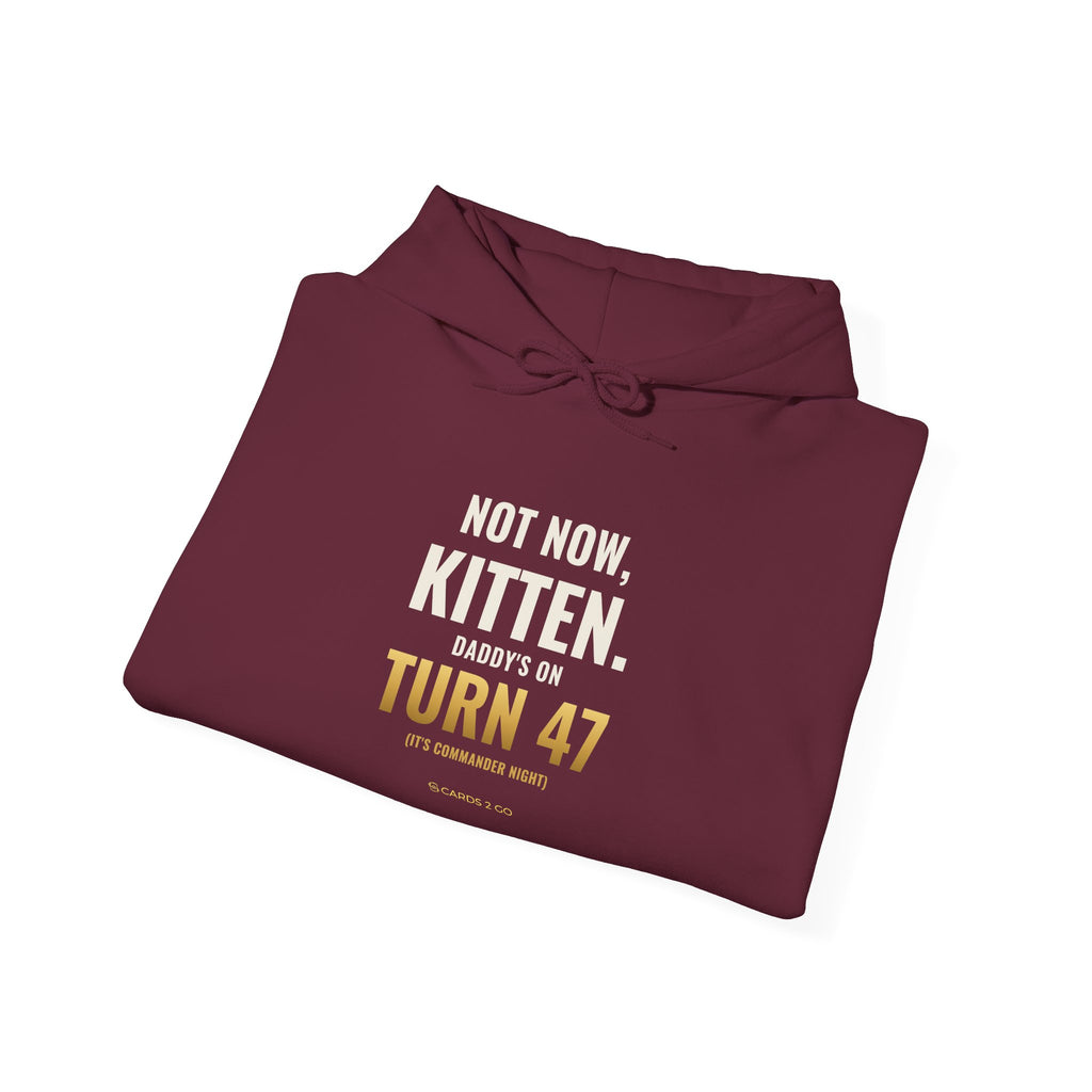 Not Now Kitten, Daddy's On Turn 47 Hoodie
