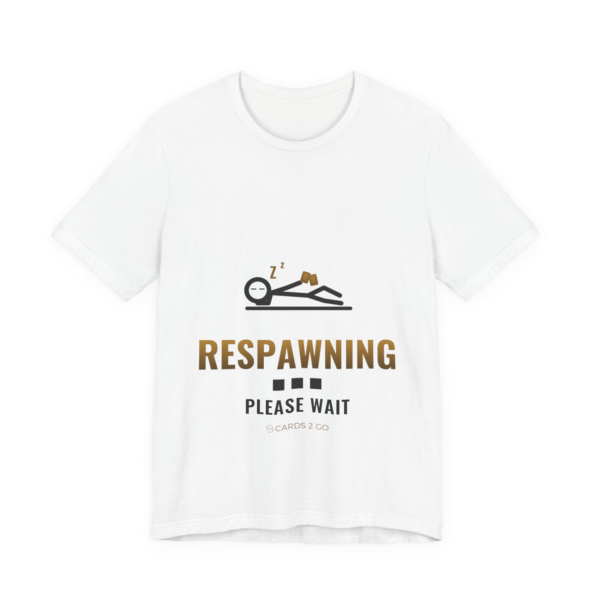 Respawning... Please Wait Illustrated Tee – funny video game t-shirt by Cards2Go