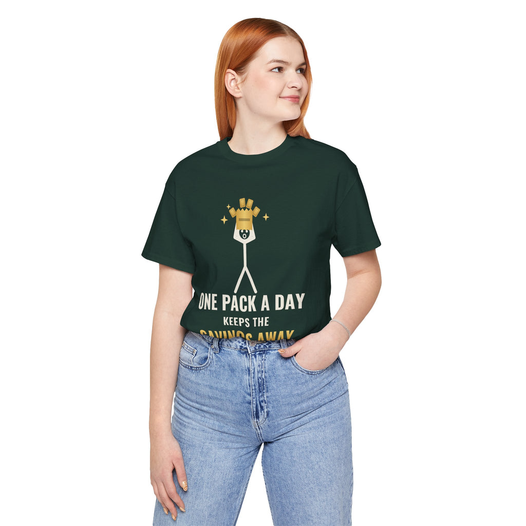 One Pack A Day Keeps The Savings Away Illustrated Tee
