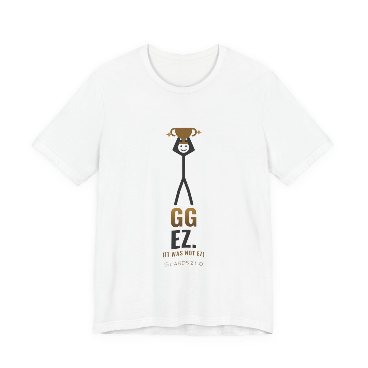 GG EZ (It Was Not EZ) Illustrated Tee – funny video game t-shirt by Cards2Go