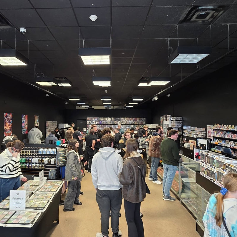 A packed Cards2Go store during a release
